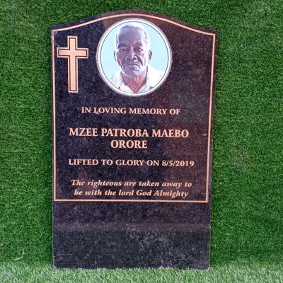 Upright granite headstone