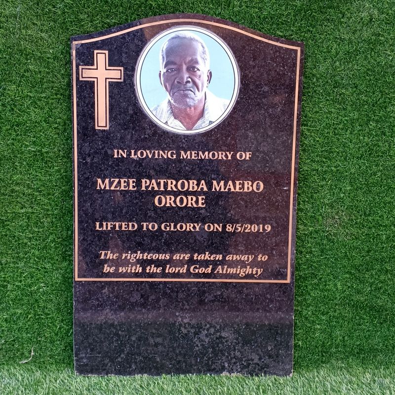 Upright granite headstone