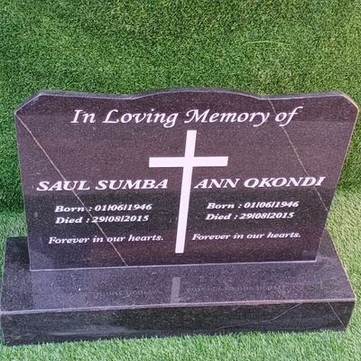 Companion black granite headstone