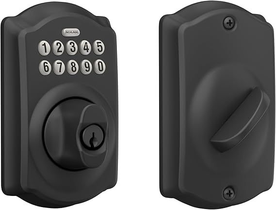 Schlage BE365 CAM 622 Serrure électronique à pêne dormant à clavier, noir mat