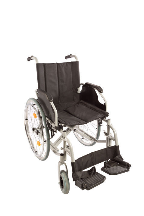 Rollstuhl mit Fußstützen, silber