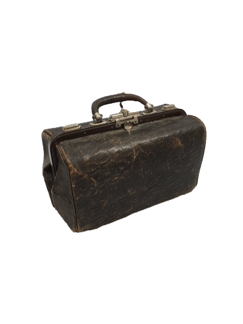 Arzt Tasche schwarz, Leder, eckig