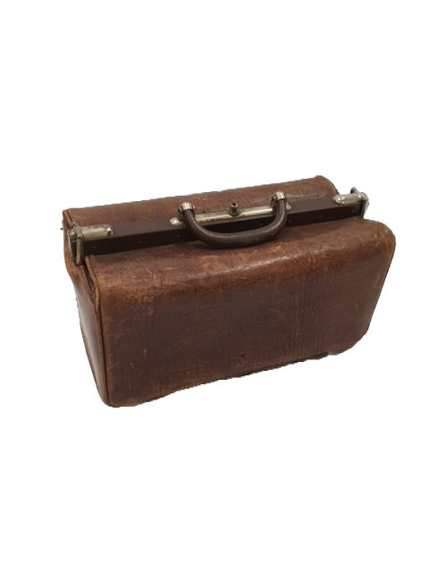 Arzttasche mittelbraun, Leder, eckig