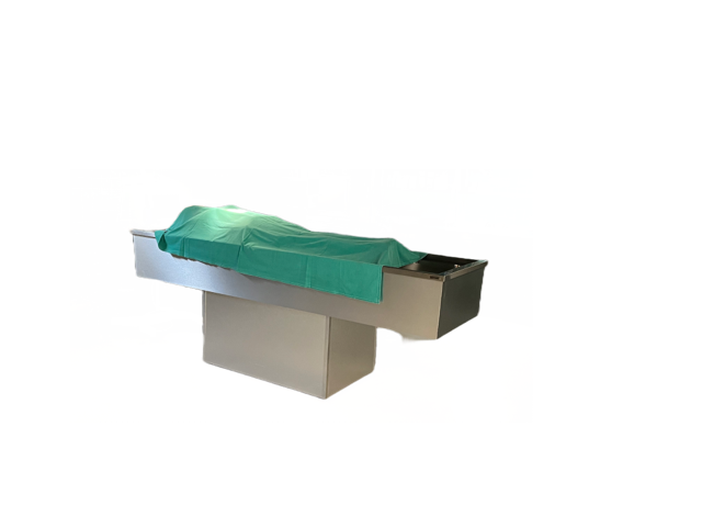 Seziertisch Edelstahl mit Becken, fahrbar