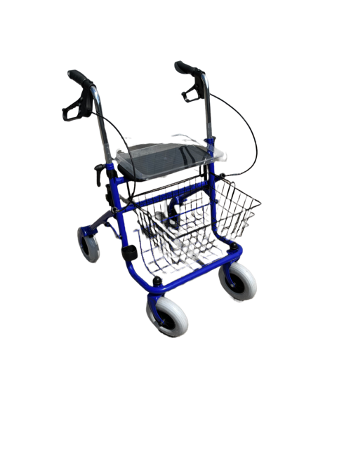 Rollator blau, mit Korb und Ablage