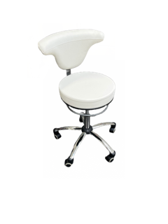 Arzthocker weiß/chrom mit Lehne