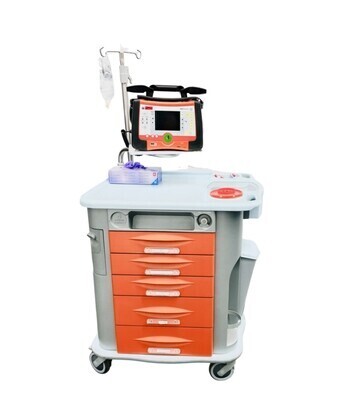 Notfall-Reanimationswagen Orange/Grau bestückt