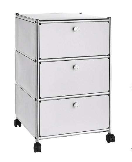Rollcontainer weiß/chrom 3 Schubladen