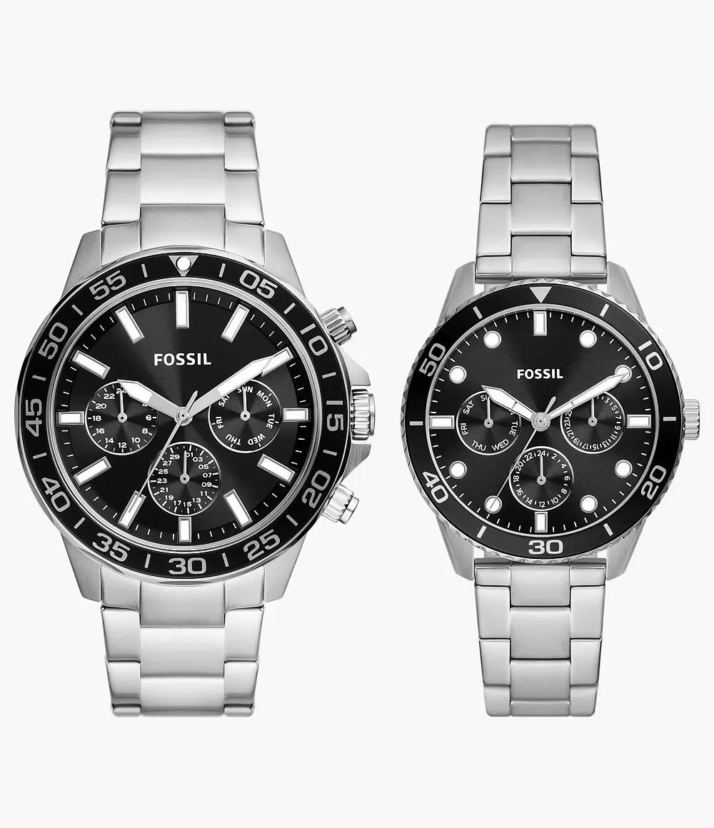 His &amp; Hers Stainless Steel Watch Set