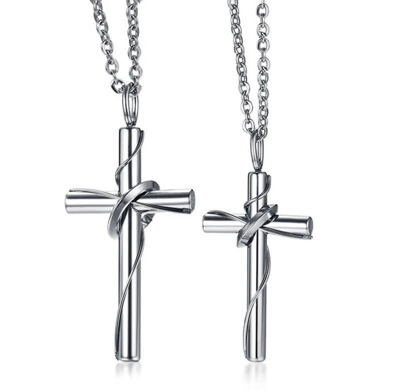 Matching Couple Stainless Steel Wire Cross Set