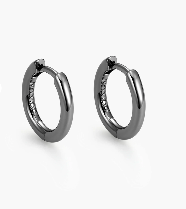 Thin Hoop Earrings - Black