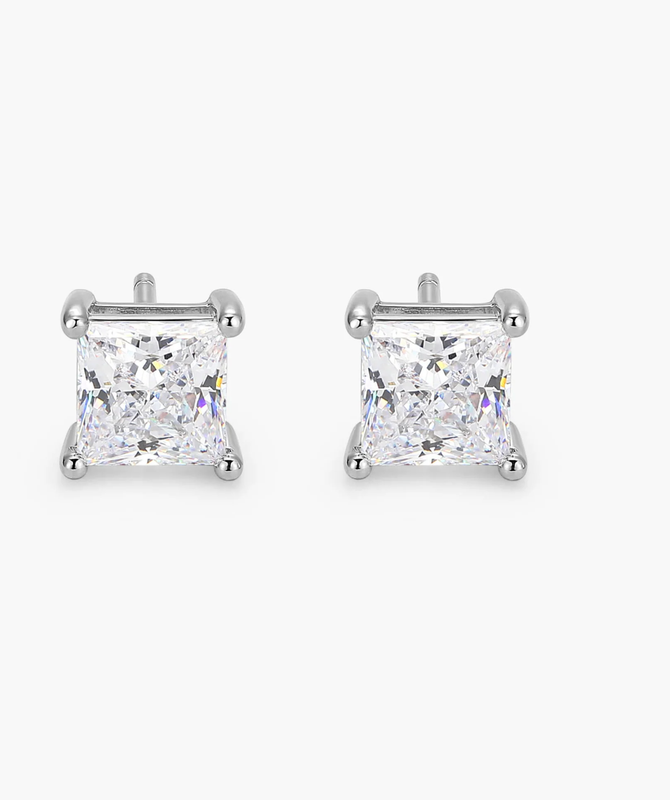 Square Stud Earrings - Silver