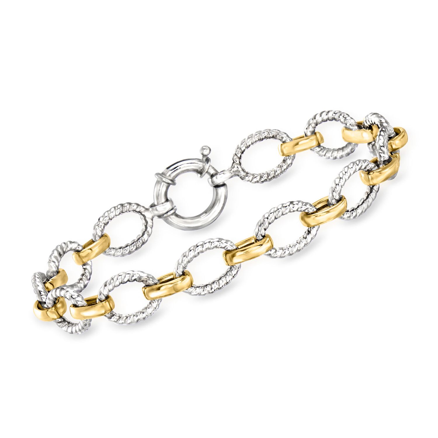 Two Tone Oval Link Bracelet