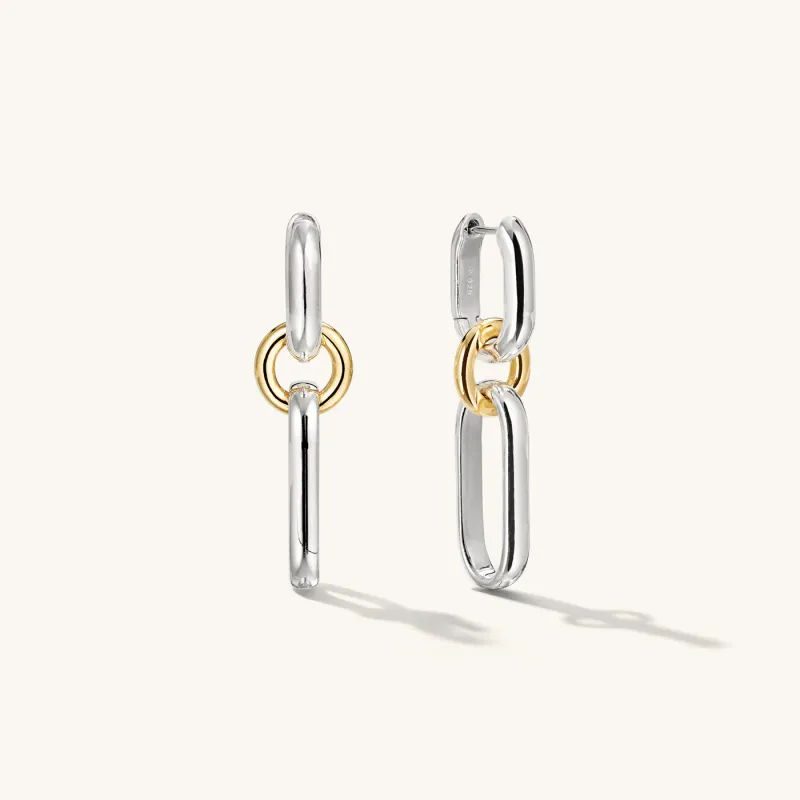 Mixed Metal Convertible Hoop Earrings