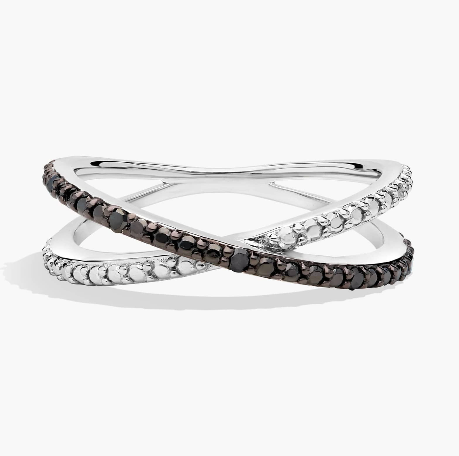 Black X Diamond Crossover Ring