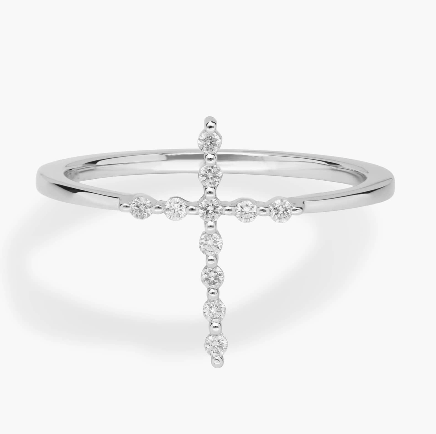 Slender Diamond Cross Ring