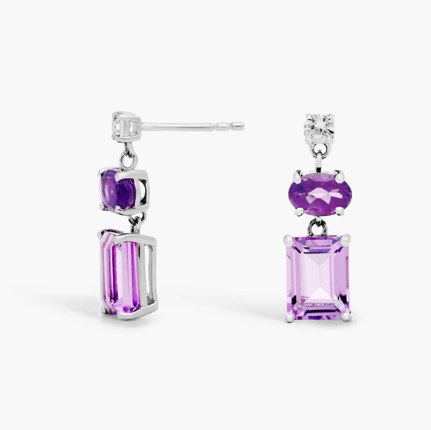 Mixed Shaped Drop Earrings (Lilac)