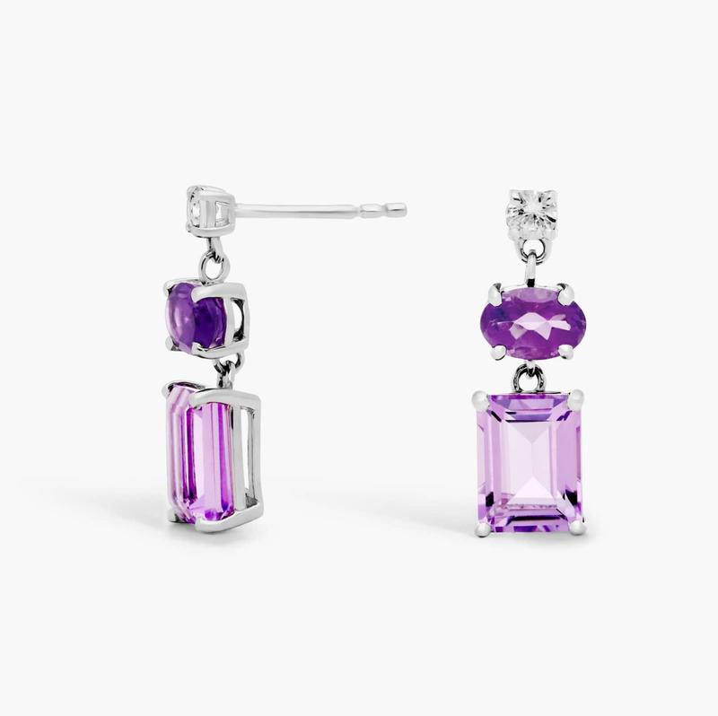 Mixed Shaped Drop Earrings (Lilac)