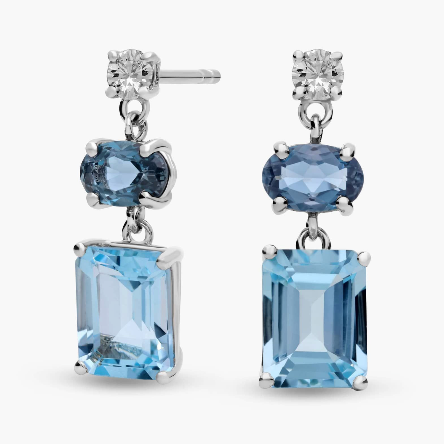 Mixed Shaped Drop Earrings (Blue Topaz)