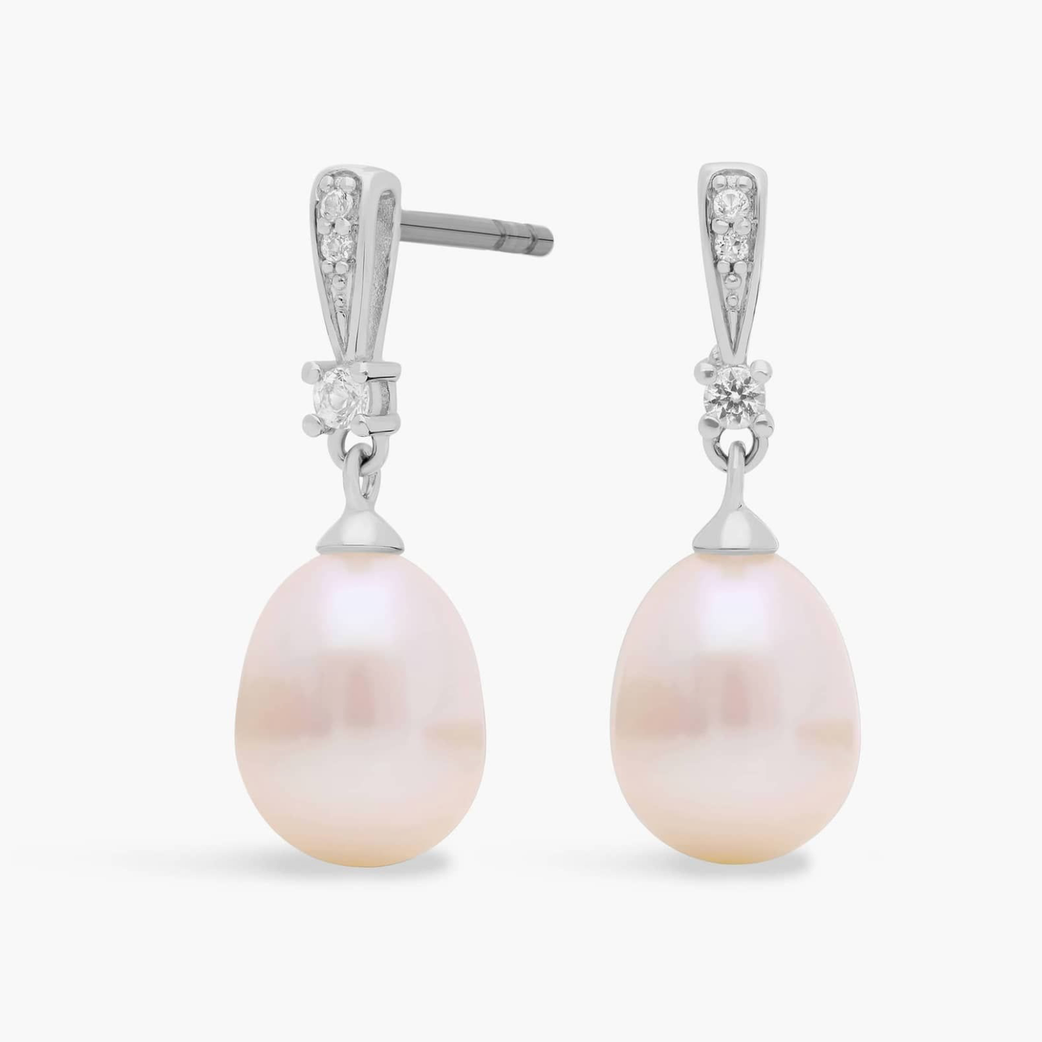 Freshwater Pearl &amp; White Topaz Earrings