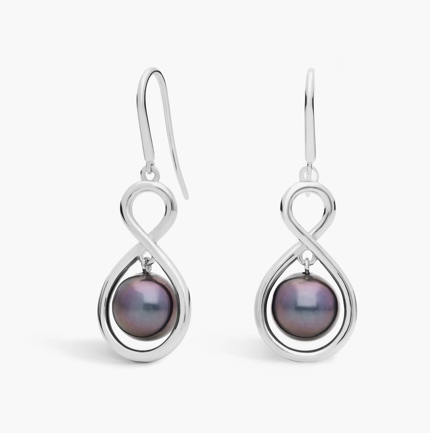 Black Pearl Infinity Drop Earrings