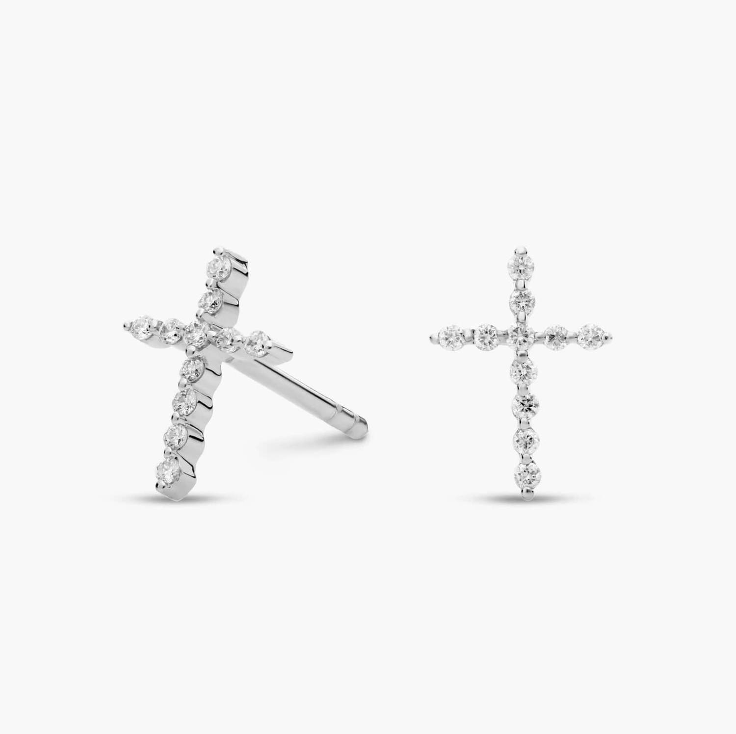 Diamond Dot Cross Earrings
