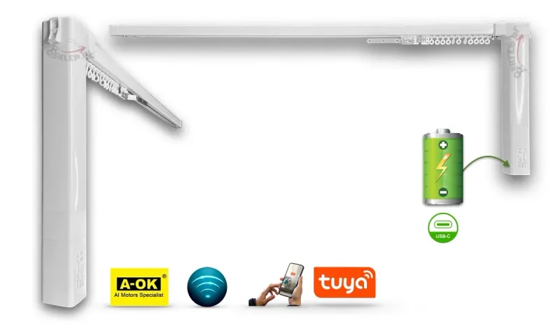 Karnisz elektryczny A-OK AM50 BEZPRZEWODOWY AKUMULATOROWY