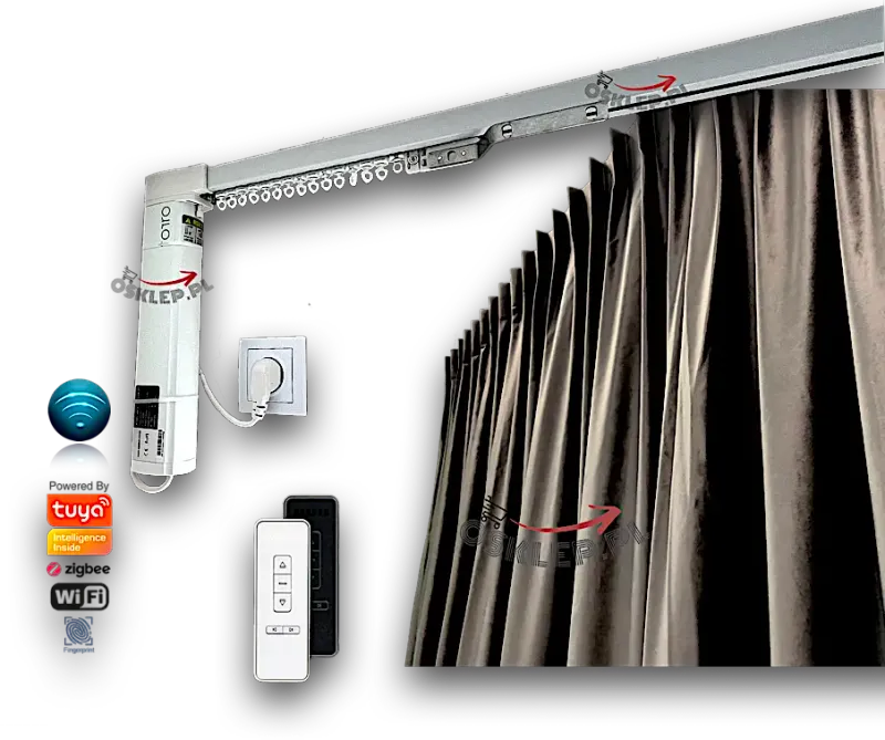 Zestaw zasłona na wymiar i karnisz elektryczny szerokości 300 cm
