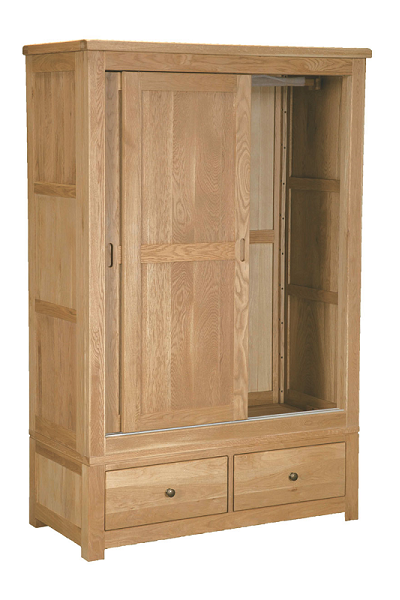 Brooklyn Oak  Sliding Door +2 Drawer Double Wardrobe