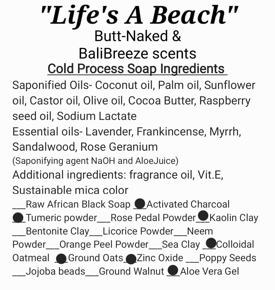 &quot;Life&#39;s a Beach&quot; BaliBreeze&amp;Butt-Naked scent Exfoliating 9 bars (1batch)