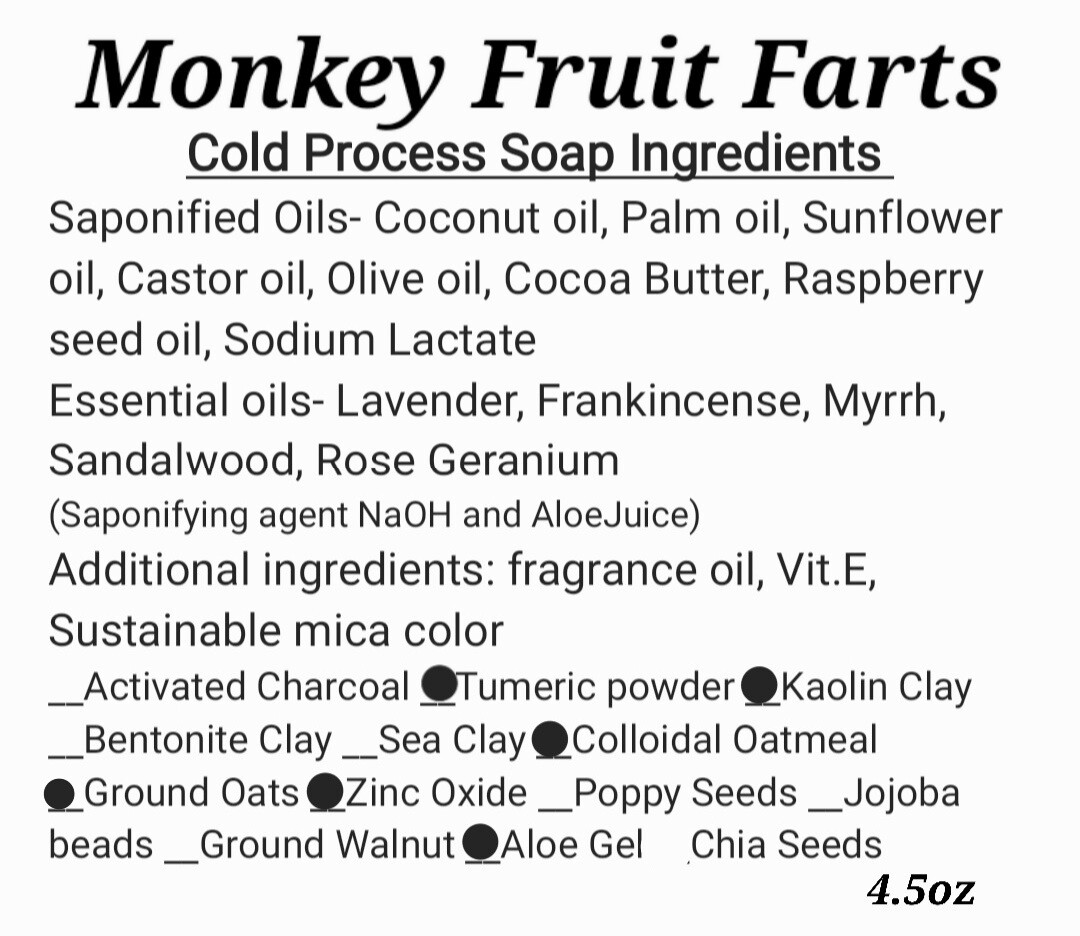 Monkey Farts 4.5oz Tropical Fruit Soap 9 bars (1 batch)