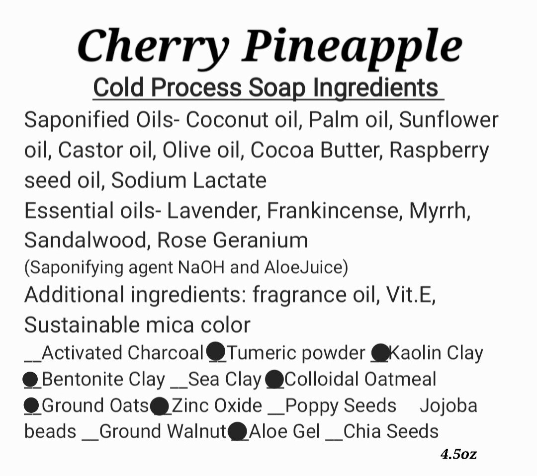 Cherry Pineapple exfoliating Soap 9 bars (1batch)