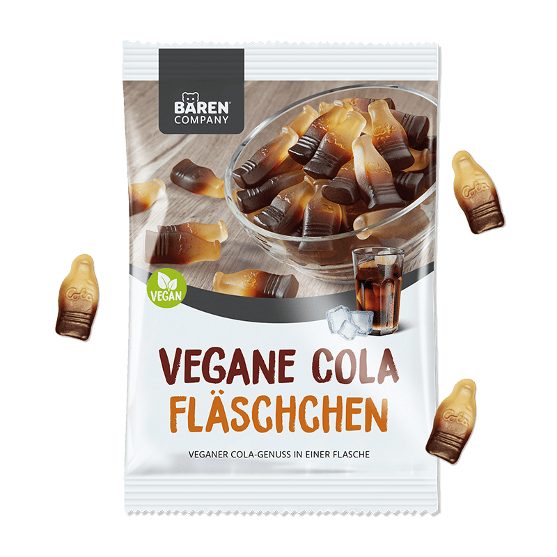 Vegane Cola-Fläschchen Fruchtgummi