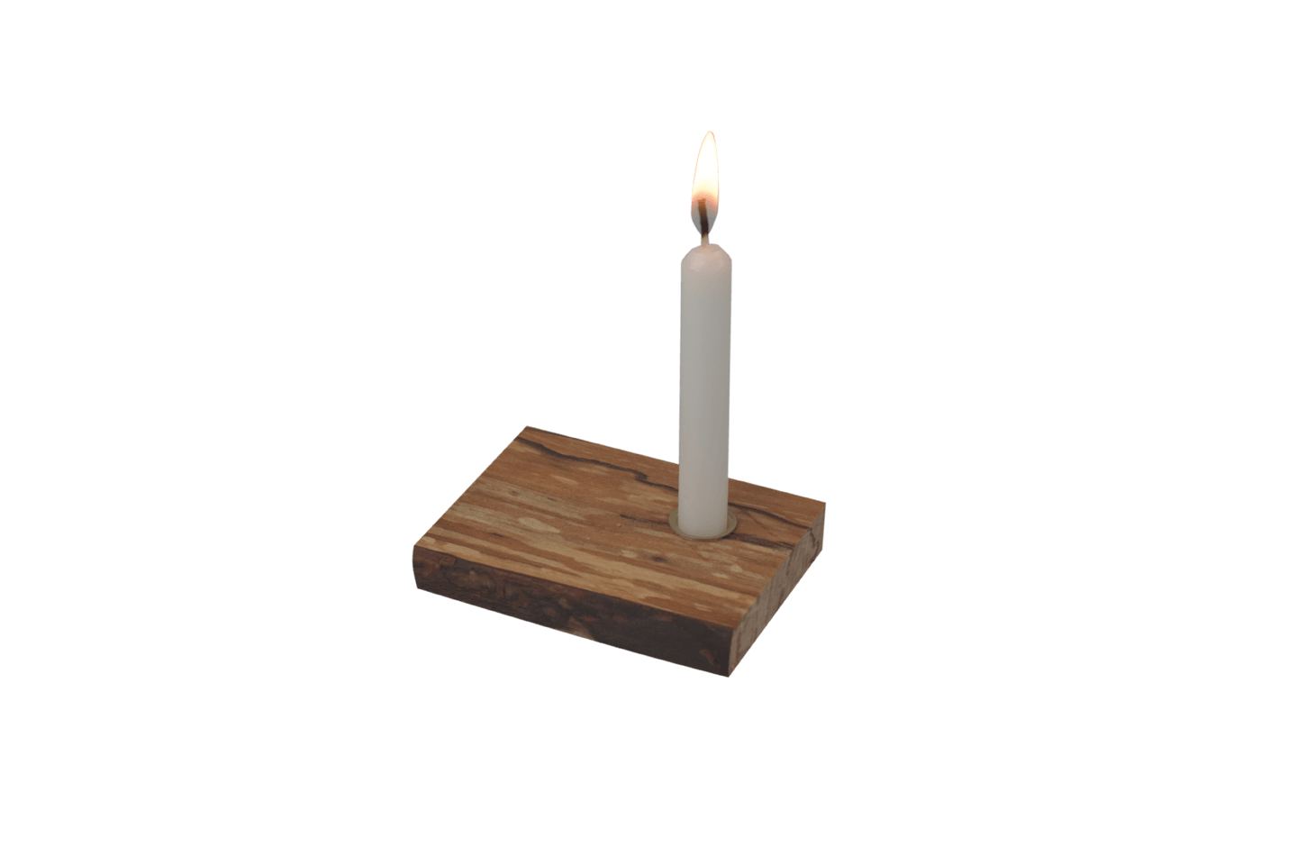 vier Holzplättchen mit  Kerzen