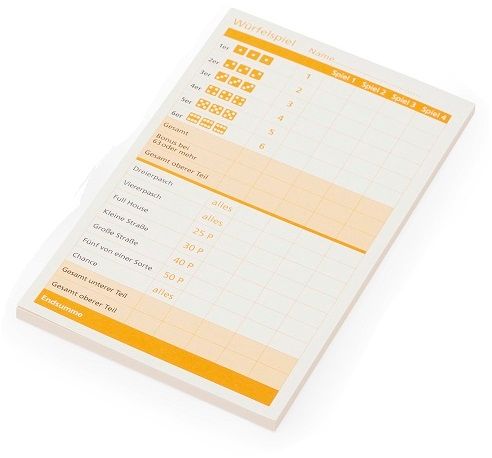 Ersatzspielblock für Kniffel