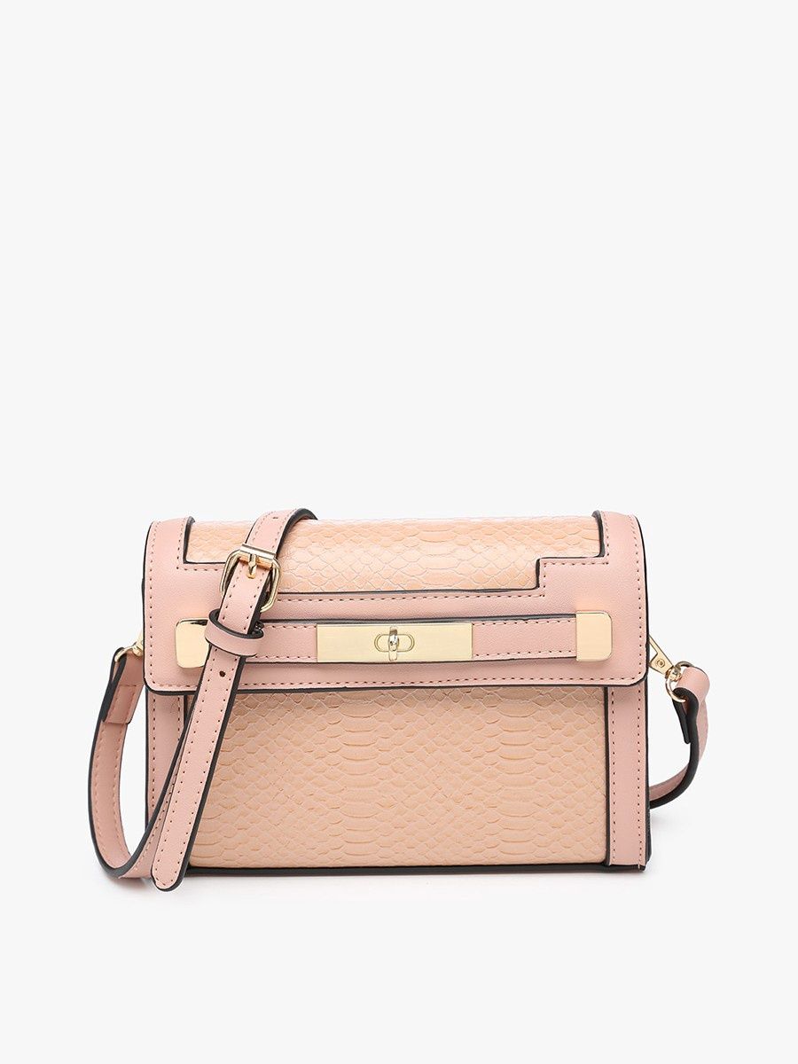 Etta Snake-Textured Crossbody Pink
