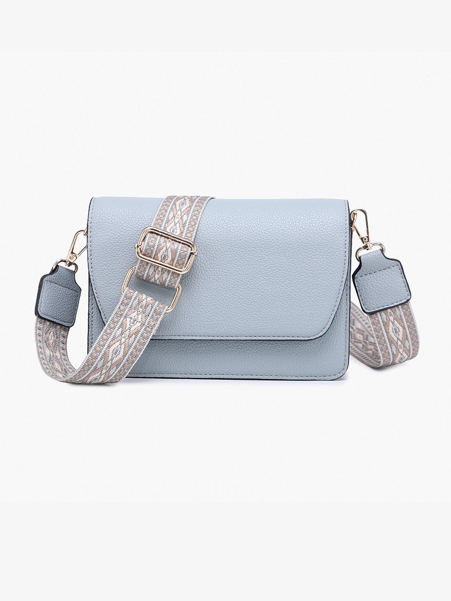 Noah Flapover Crossbody w/ Guitar Strap Dusty Blue