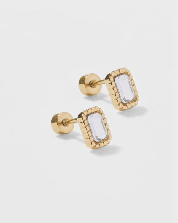 Madison Gold Clear Stud Earrings