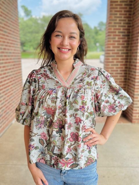 Puff Sleeve Floral Top