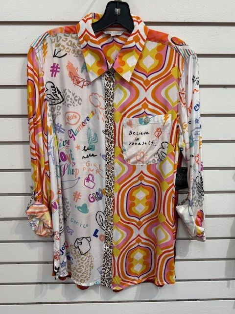 Mix Print Button Up