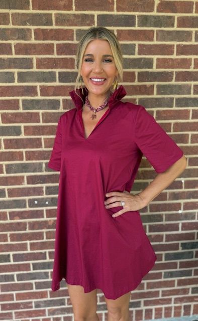 Olivia Dress, Color: Burgundy, Size: Small