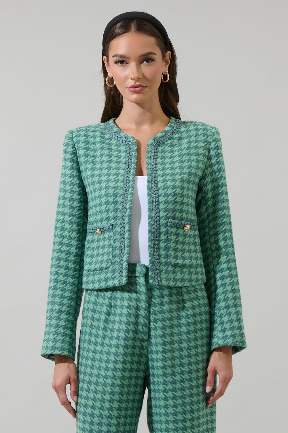 Levana Hounstooth Tweed Blazer