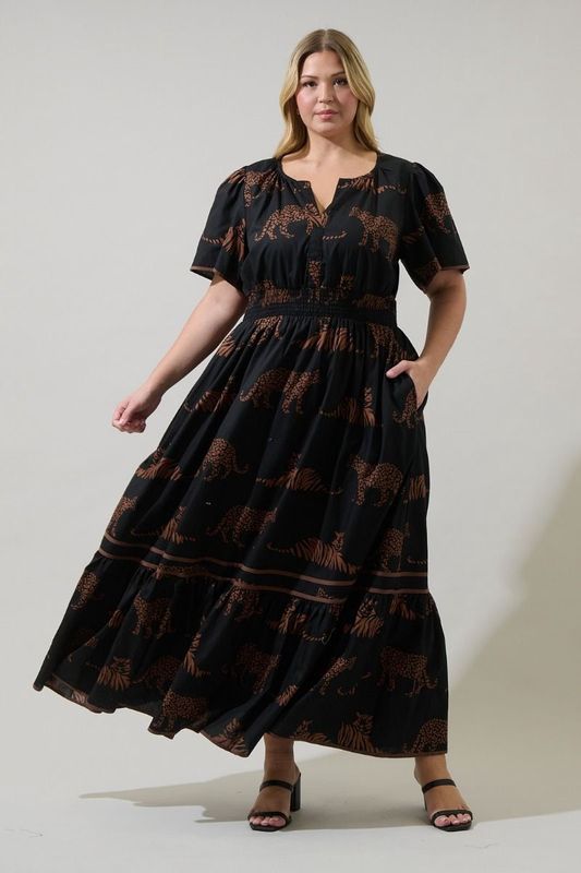 Zenzi Jungle Ordy Midi Dress Plus