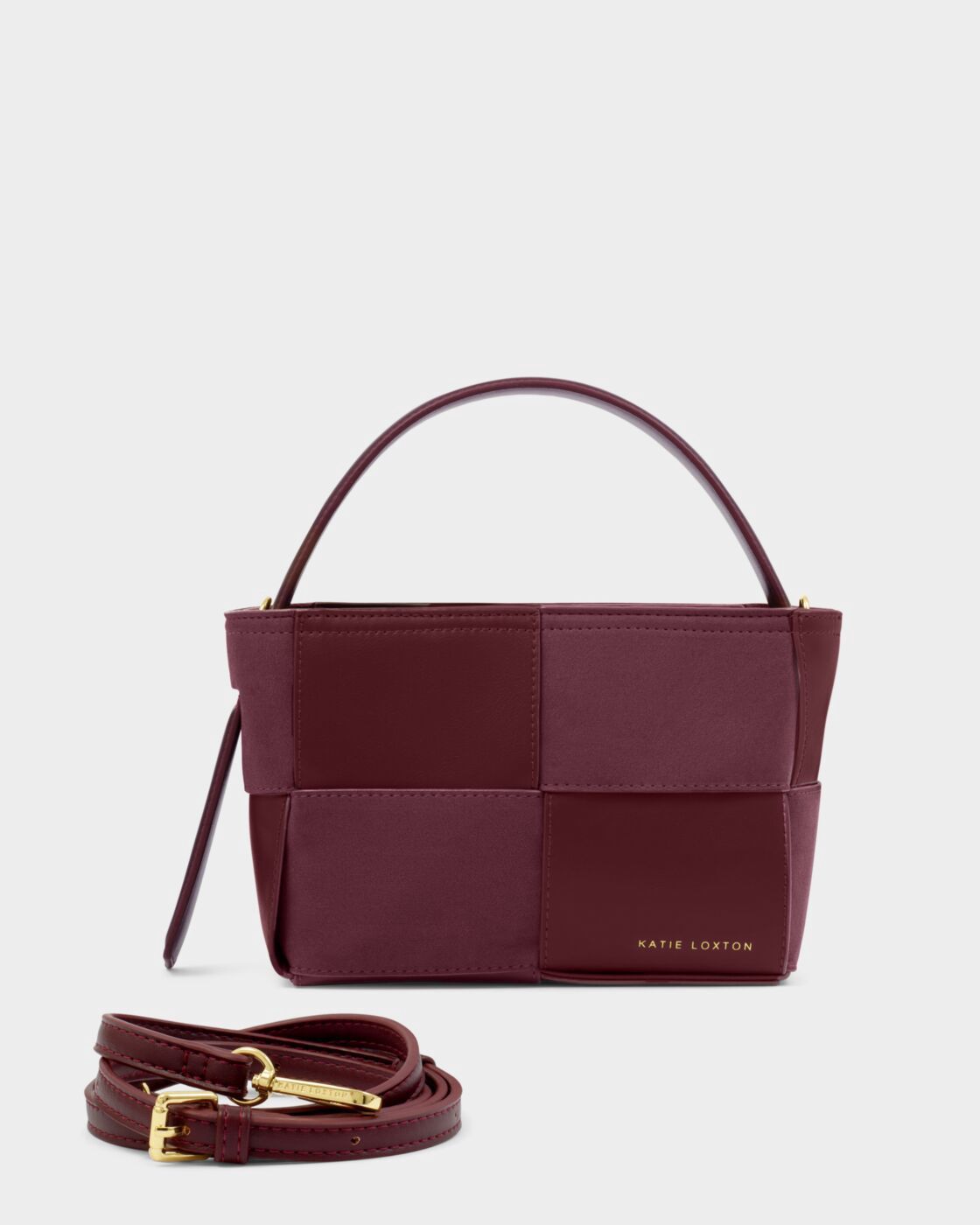 Taya Woven Suedette Top Handle Bag, Color: Cherry