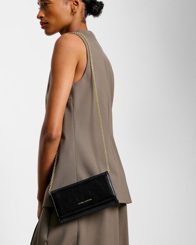 Zea Patent Crackle Crossbody Purse