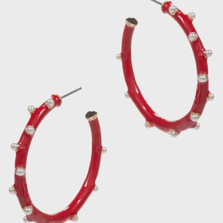 Round Pearls Hoop Earring