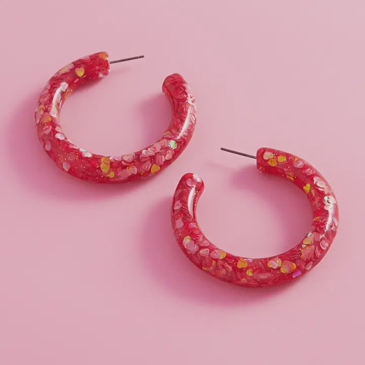 Heart Glitter Hoops