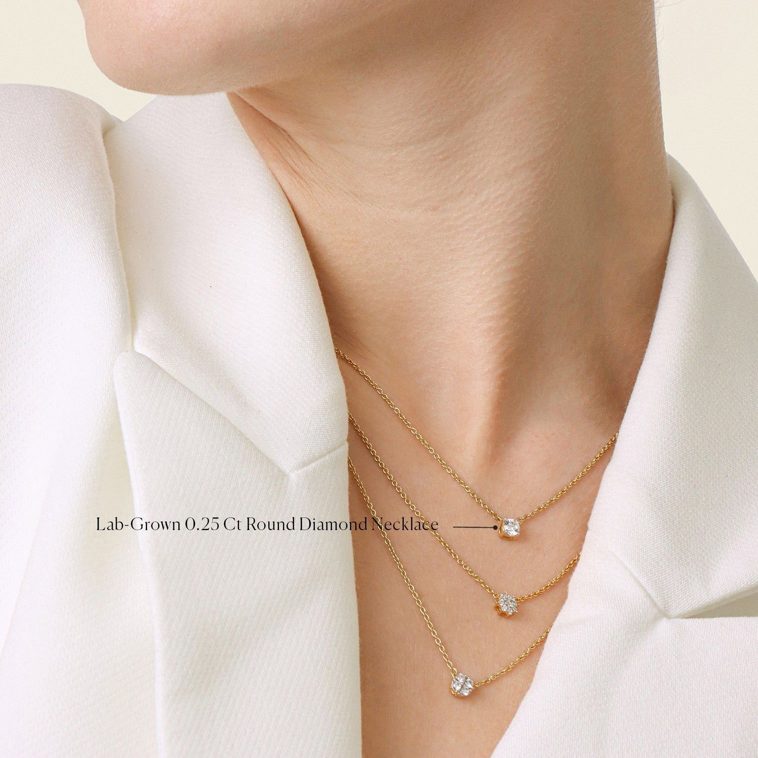 Lab-Grown 0.25 Ct Round Diamond Necklace