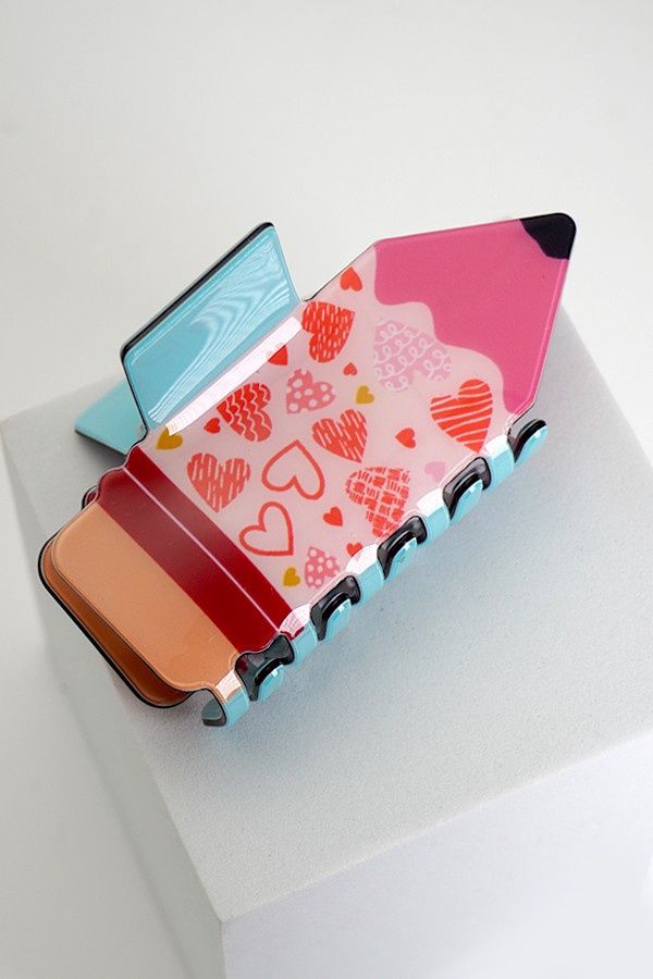 Jumbo Fun School Pencil Hair Claw, Color: Heart