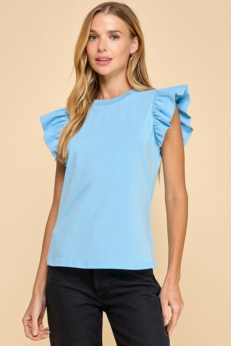 Poplin Top, Color: Baby Blue, Size: Small